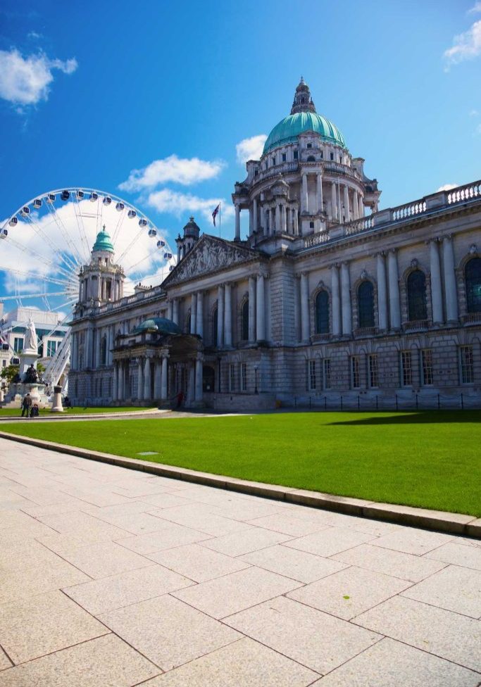 Building of Belfast City Hall and Ferris wheel, Northern Ireland