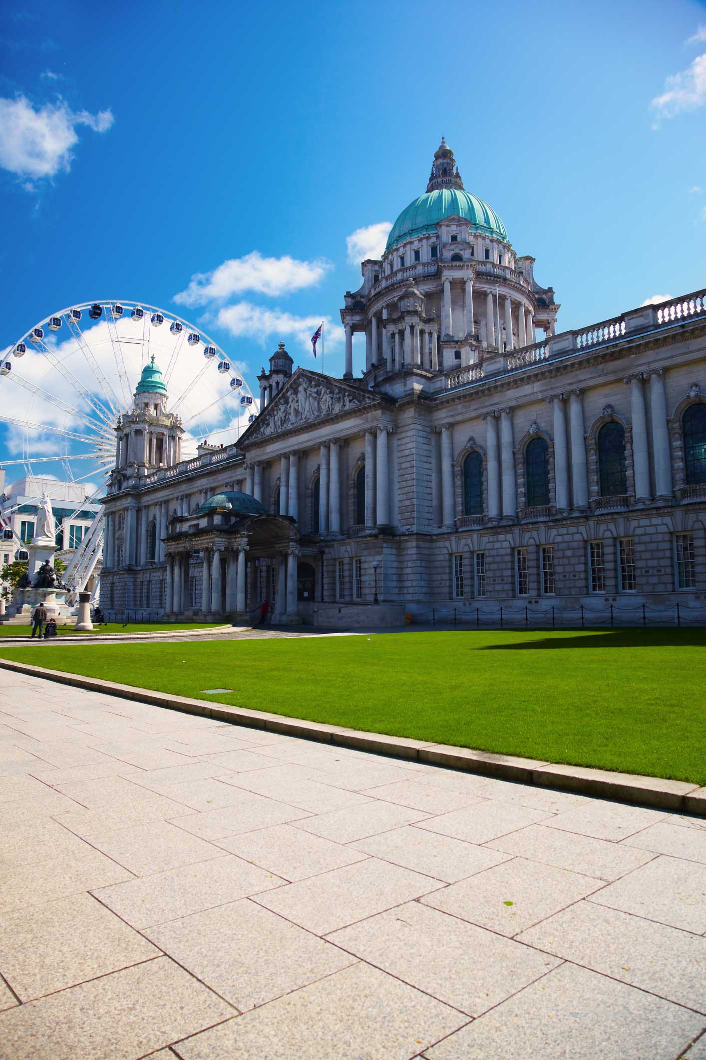 Building of Belfast City Hall and Ferris wheel, Northern Ireland